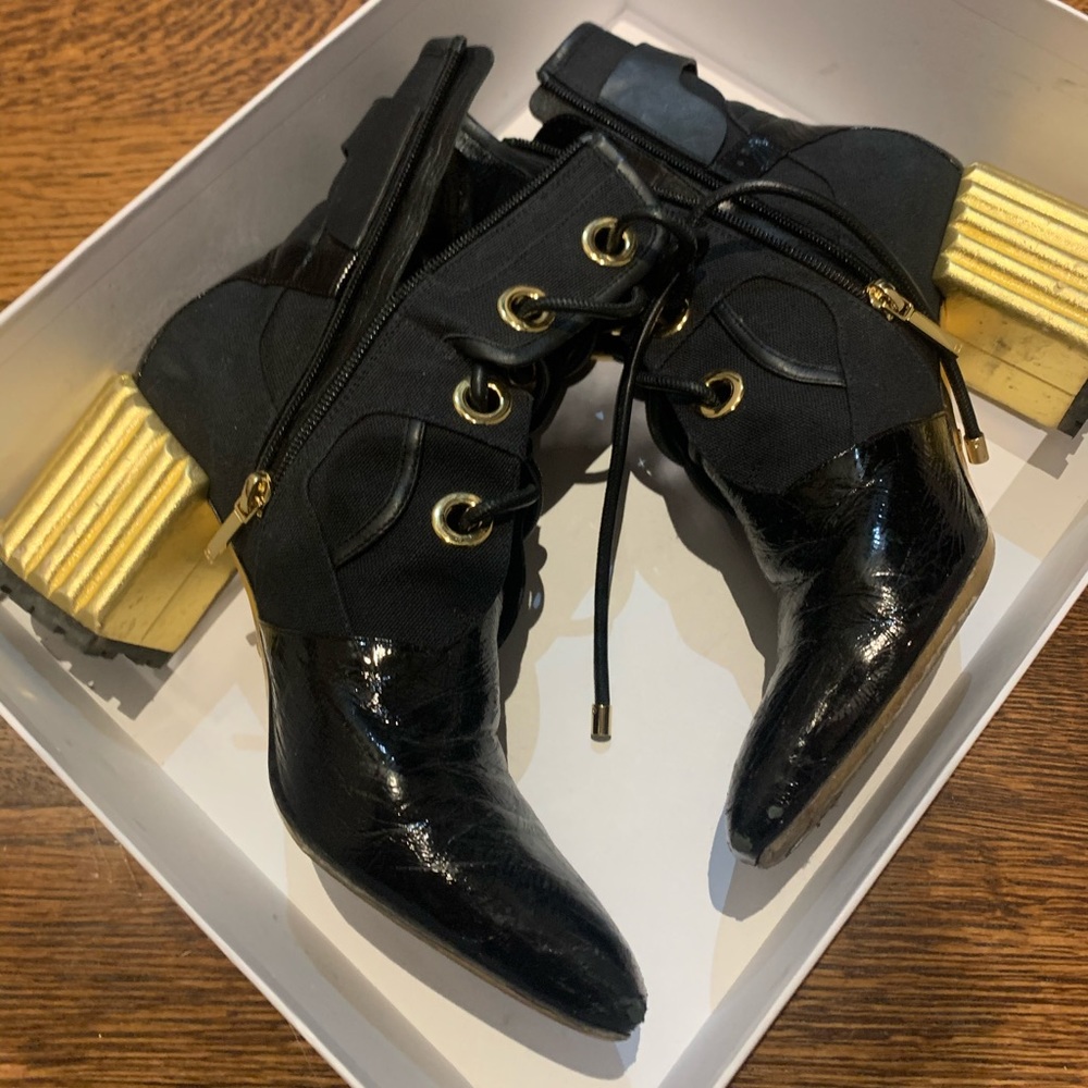 Dior boots . Patent leather and canvas
